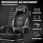 GTPLAYER Gaming Chair with Footrest, Big and Tall Game Chair 350lb Racing Style Computer Chair, Ergonomic Executive Office Chair High Back with Lumbar Support and Recliner, Light Gray - Image 4