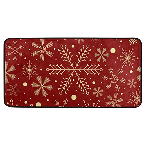 Area Rugs nti Fatigue Kitchen Floor Mat Soft Carpet 1 Indoor Floor Mat Runner Living Room Kitchen Bedroom 39x20 in (Christmas Snowflakes On Dark Red), 39Ã—20in