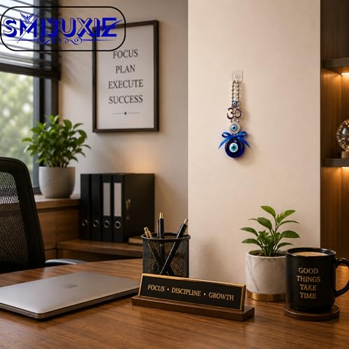 Image of Evil Eye Om Hanging for Home Decor & Protection, Turkish Nazar Battu Door Hanging with Blue Evil Eye Charm, Feng Shui Vastu Hanging for Main Door, Office, Car & Wall Decoration (Pack of 1)