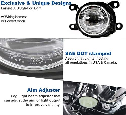 Front Bumper Driving LED Fog Lights Lamps Chrome Compatible with 2020-2022 Toyota C-HR