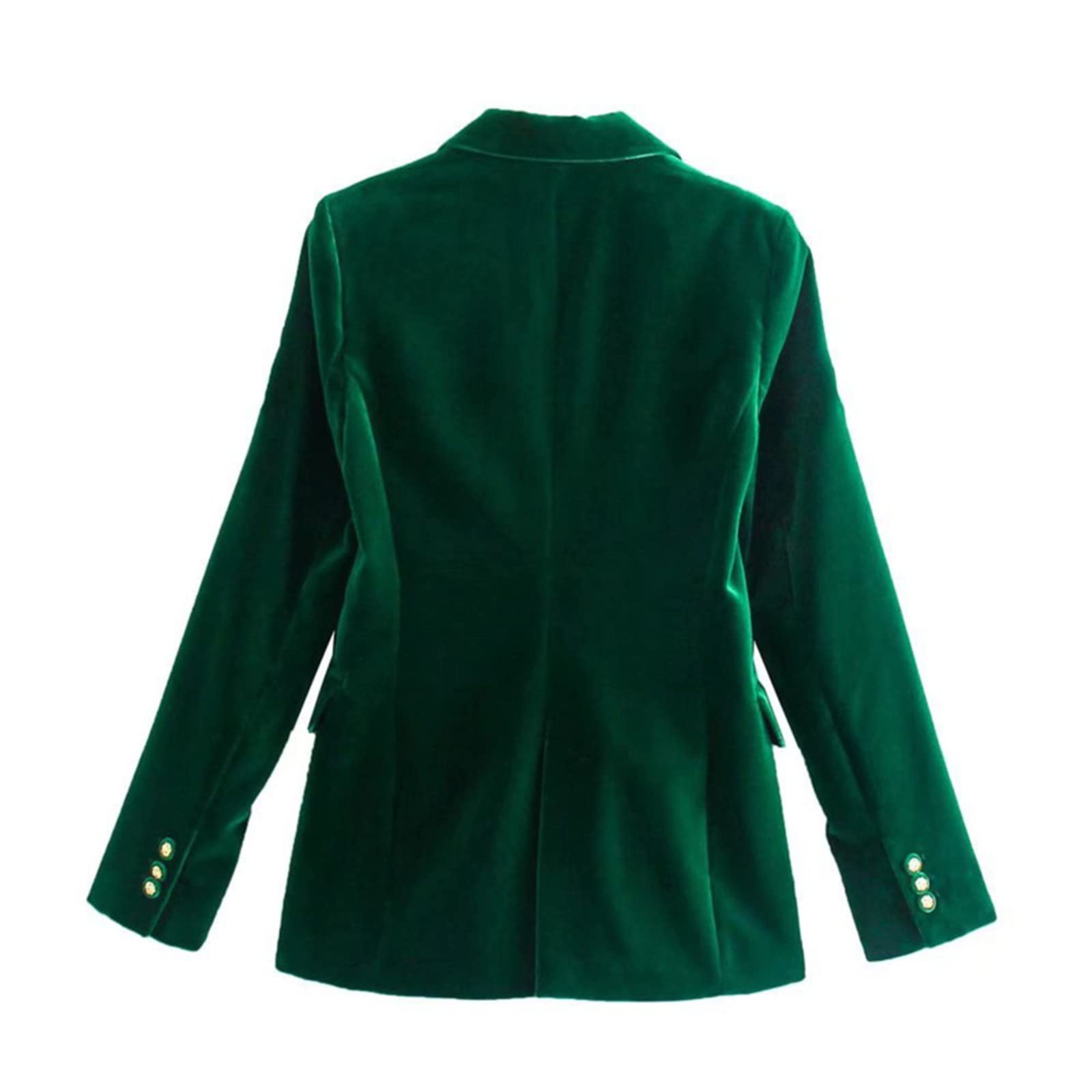 Donne Verde Velluto Blazer Giacca Lady Slim Fit Ufficio Solido Manica Lunga Singolo Pulsante Cappotto Top