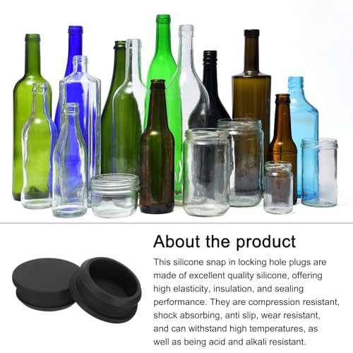 Image of Snap in Locking Hole Plugs Rubber Panel Seal Cover Drilled Silicone Caps, [for Kitchen Rubber, Waterproof Sealing Plugs] - 38.6mm /1.5in /Black /2Pcs