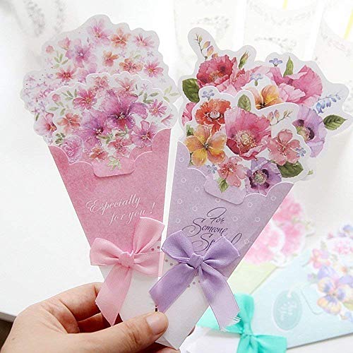 Omall (TM) 8-Color Bouquet Shape Greeting Cards and Thank You Envelopes,Multi Invitation Cards