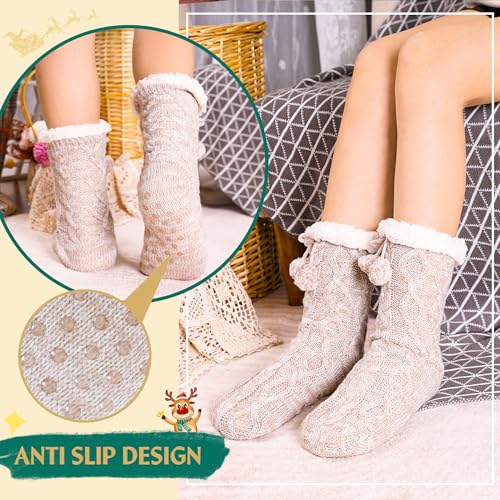 Eyean Womens Fuzzy Slipper Socks Winter Non Slip Thermal Fluffy Soft Fleece Lining Warm Home Grippers Socks3