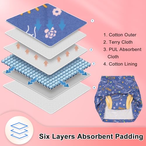 Image of MooMoo Baby Girls Potty Training Underwear 2 Packs Cotton Diaper Skirt for Potty Training Absorbent