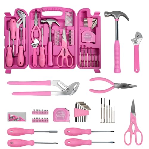 Pink Tool Set for Women 136-Piece Small Tool Kit for Home Repairs