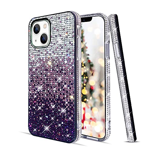Coque iPhone 14 violette strass brillants LUVI faite main - 4