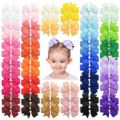 image for YHXX YLEN 60PCS 3 Inch Hair Bows Grosgrain Ribbon Toddler Hair Accesso