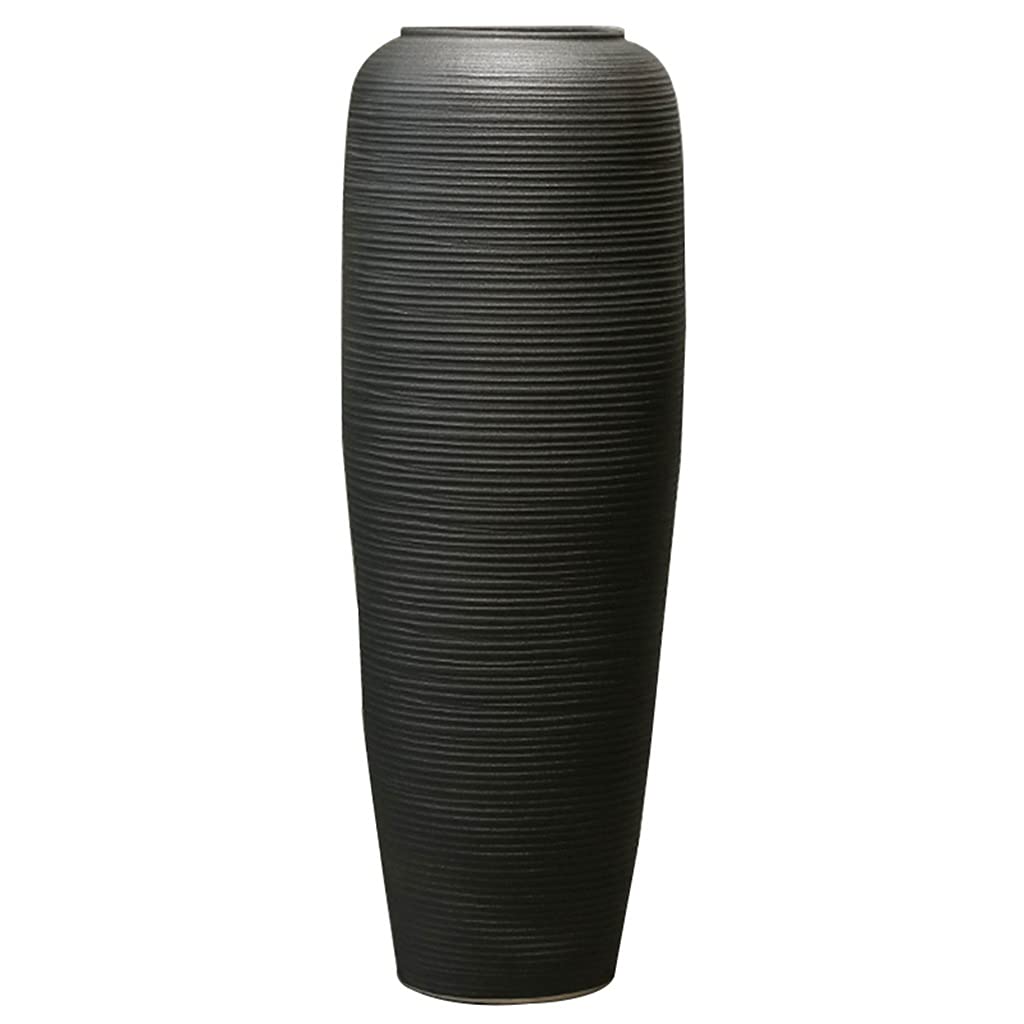 SnamicE Floor vase Black Ceramic Floor Flower Arrangement and Dried Flower Decoration Ornaments Living Room Villa Nordic Tall Bottle,