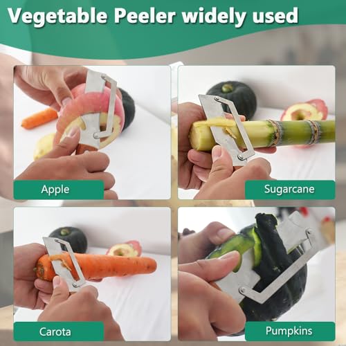 Image of Multi Functional Vegetable Peeler for Kitchen，1 Pack | Wooden handle with built-in bottle opener, sharp stainless steel blade for fruit, kiwi, potato and pumpkin