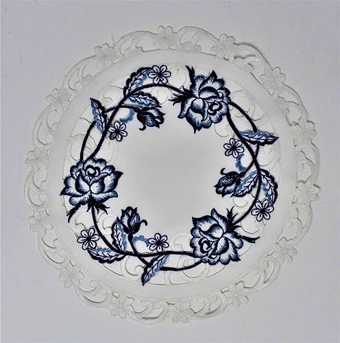 H9100-G Gold Star on Green Round Doily- 24 in.