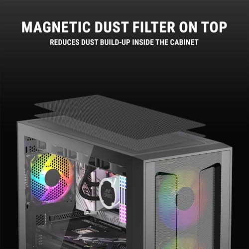 Image of Ant Esports Titan Core 360 Mid-Tower Computer Case /Gaming Cabinet - Black | Support E-ATX, ATX, Micro-ATX, Mini-ITX | Pre-Installed 4 ARGB Fans
