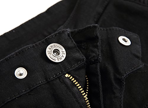 Qazel Vorrlon Men's Biker Moto Distressed Destroyed Fashion Skinny Fit Jeans W40,Black