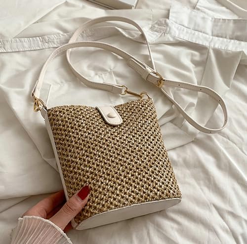 Straw Beach Bags For Women Rattan Purse Summer Straw Cross-body Bag Raffia Handbag Purses Shoulder Bag Small Bucket Bag 20252