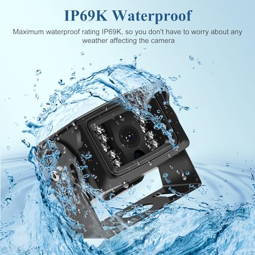 Image of Wired Reverse Rear View Backup Camera 7 inch 1080P AHD Monitor, IP69K No Water Leakage Camera, Night Vision, Vibration-Proof 10G for Excavator /Tractor /Truck /Caravan /Skid Steer /Heavy Equipment BX71