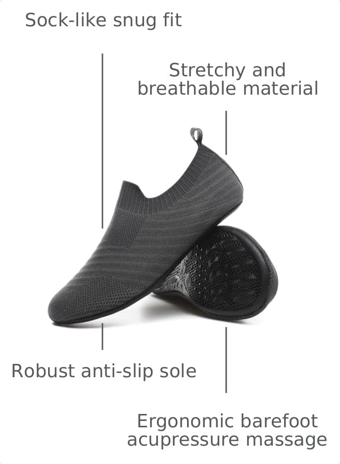 Image of QZKDM Lightweight Slip on Grip Indoor House Slippers Barefoot Non Slip Home Exercise Yoga Shoes for Men Women