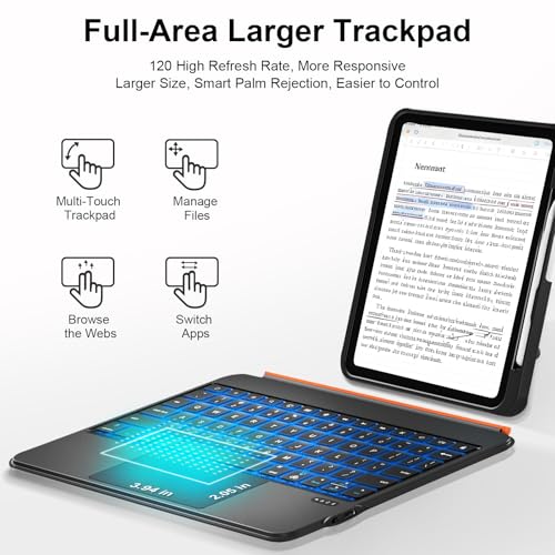 Image of iPad A16 11 /10th Generation Case with Keyboard, Air 11 inch (M4 /M3 /M2, 2026 /2025 /2024), Magnetic Detachable Backlit Keyboard, Trackpad, 360 Stand, Pencil Holder, Slim for Air 5 /4th 10.9 inch Pro 11(Black)