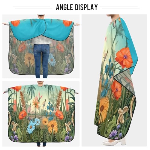 Capa profesional impermeable para cortar cabello Flower Sea con cierre ajustable de broche para barbería y peluquería miniatura 5