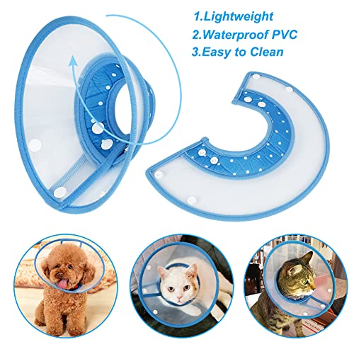 Vivifying Haustier Halskrause, Verstellbar von 12-14,5 cm Leichtgewicht Schutzkragen für Welpen, Kleine Hunde und Katzen (Blau-S)