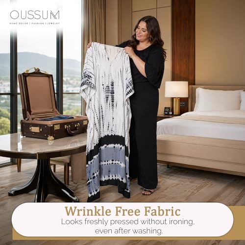 Image of Oussum Women Plus Size Kaftan Kimono Loose Maxi summer dresses for women Beach 3 /4 Sleeve Casual lounge dress Boho