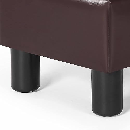Miniatura 7 de Adeco Reposapiés otomano cuadrado pequeño de 13 pulgadas, moderno reposapiés acolchado suave, taburete pequeño para sala de estar, oficina (piel