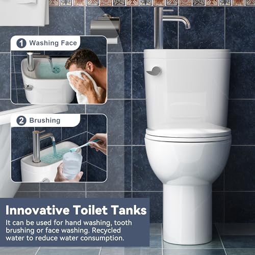 Image of SUPERFLO Elongated Toilet with Sink, Faucet Toilets (Include Faucet)