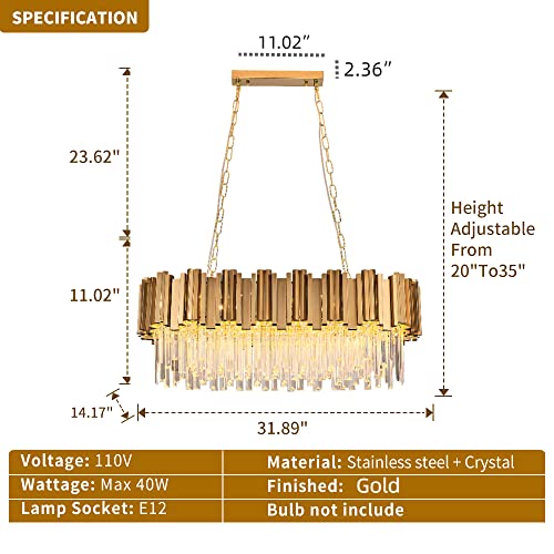 Wabon Modern Crystal Chandeliers,Gold Luxury Pendant Ceiling Light Contemporary Crystal Chandeliers Fixture For Dining Living Room Kitchen Island Bedroom Foyer Hallway, Antique Gold #TOP5