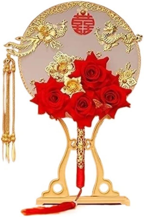 Chinese Folding Fan, Folding Hand Fan, Home Decoration Fan, Vintage Chinese Wedding Decorative Fan, Wedding Bride Photo Ornaments, Folding Fan, Paper Fan, Hand Fan, Vintage Style