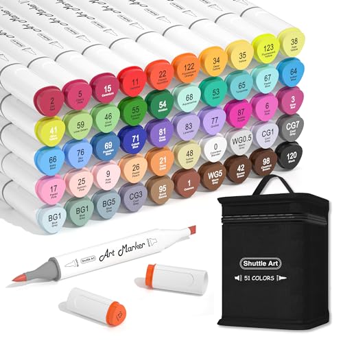 Shuttle Art Alcohol Markers Brush tip, Dual Tip Brush & Chisel Tip Art