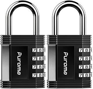 Puroma 2 Pack Combination Lock 4 Digit Resettable Padlock for Gym, Sports, School