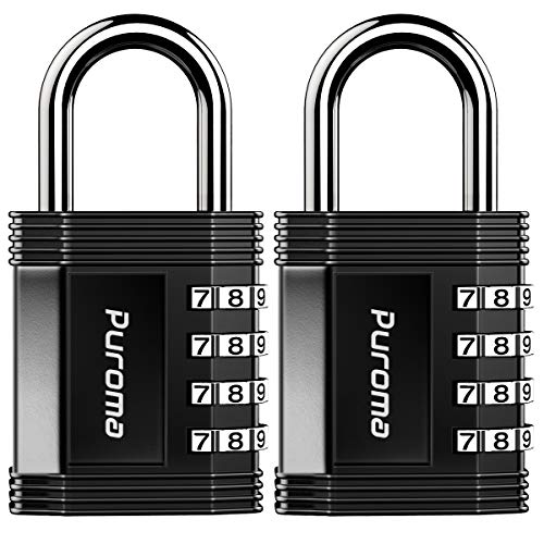 Puroma 2 Pack Combination Lock 4 Digit Resettable Padlock for Gym, Sports, School