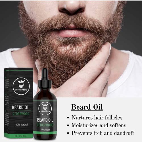 Striking Viking Beard Oil Conditioner Cedarwood Scent - Natural Organic Formula With Tea Tree, Argan And Jojoba Beard Oils - Softens, Smooths, And Strengthens Beard Growth #TOP1