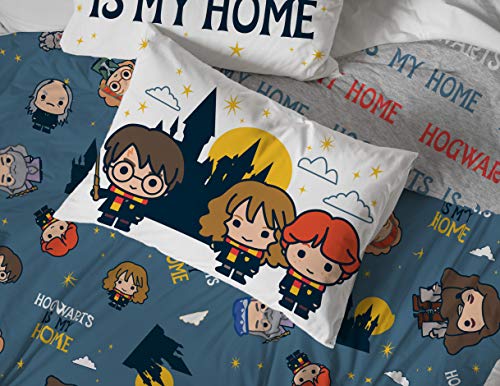 Image of Jay Franco Harry Potter is My Home 5 Piece Full Bed Set - Bedding Features Harry, Ron, Hermoine, Hagrid, and Dumbledore | Hogwarts, Bed in a Bag, Comforter Sheets Pillowcases, Official Product, Soft Microfiber, Machine Washable, Kids Gift