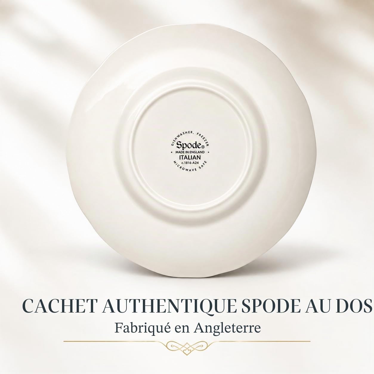 Spode Lot de 4 assiettes à salade italiennes bleues, 19 cm, faïence fine, fabriquées en Angleterre, passent au lave-vaisselle (bleu/blanc, 20,3 cm)