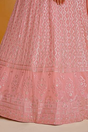 Image of JIHU CULTURE Georgette Sequence Lucknowi Embroidery Work Semi sttiched Lehenga choli set for women