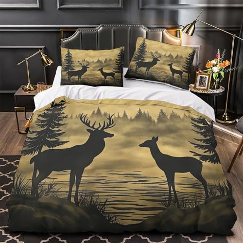 Housse de couette cerf 140x200 parure lit microfbre