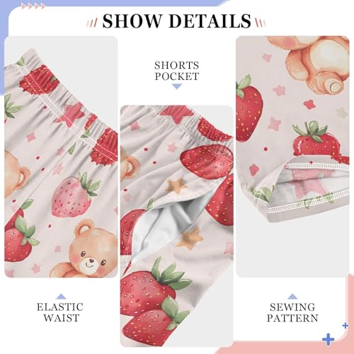 senya Bear Strawberry Star Long Pajama Pants Bottoms Soft Sleepwear with Pockets4