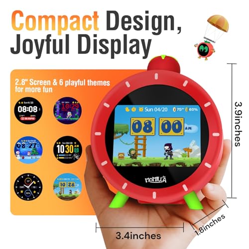 Image of MOMILLA Kids Alarm Clock for Bedrooms, Visual Timer with 2.8 inch LCD Display 4 Alarms, Digital Clock with White Noice Sound Machine for Heavy Sleepers Kids, Christmas Birthday Gifts for Girls Boys