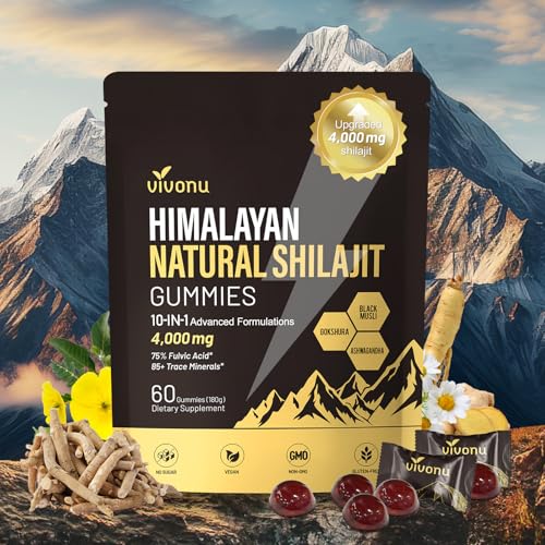 Shilajit for Men & Women Gummies | 4000mg High Potency 10-in-1 Formula with Pure Himalayan Shilajit,...