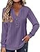 Long Sleeve V Neck Button Shirt for Women Casual Slim Henley Shirts Fall Fashion Pullover Blouse Winter Knitwear (Dark Purple,5X-Large)
