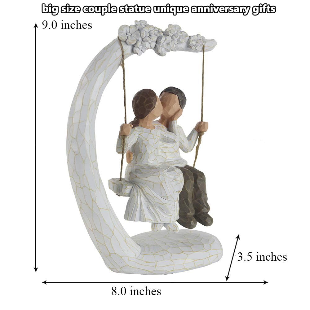 jinhuoba Romantic Couple Figurines in Love, 9" Hand Painted Sweet Loving Together Couple Sculpture Statue to Remember Beautiful Moment, Best Gifts for Valentine's Day Anniversary Weddings