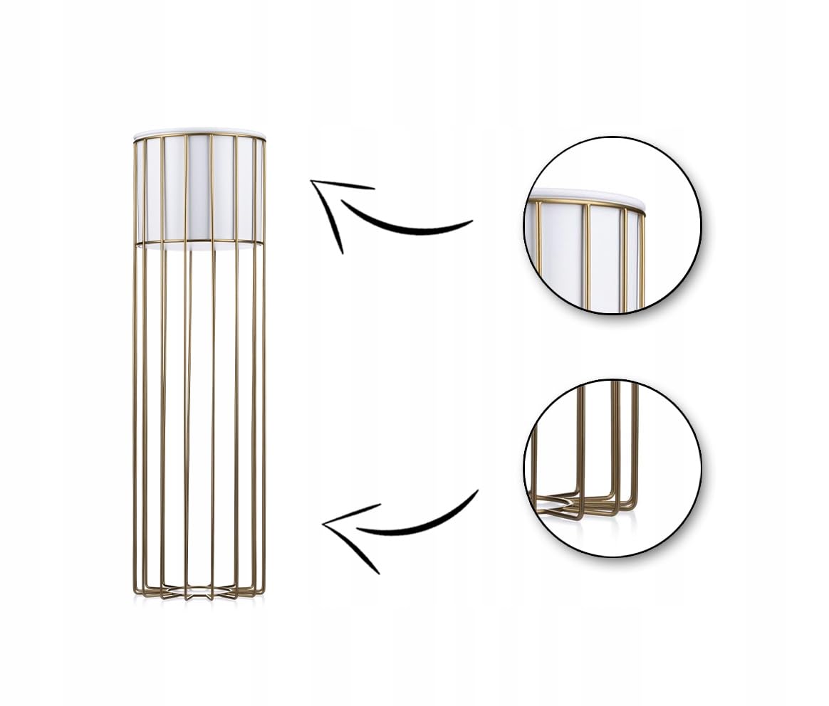 Złoto biały kwietnik metalowy stojący 70 cm LOFT