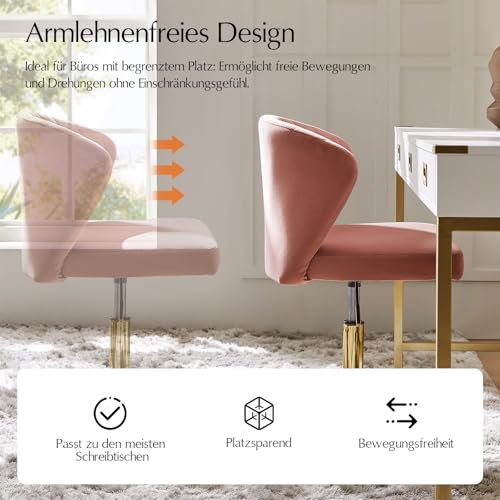 HULALA HOME Bürostuhl, Computerstuhl, Schminktischstuhl, moderner Schreibtischstuhl mit drehbaren Rädern, drehbar, höhenverstellbar… – Ansicht 6