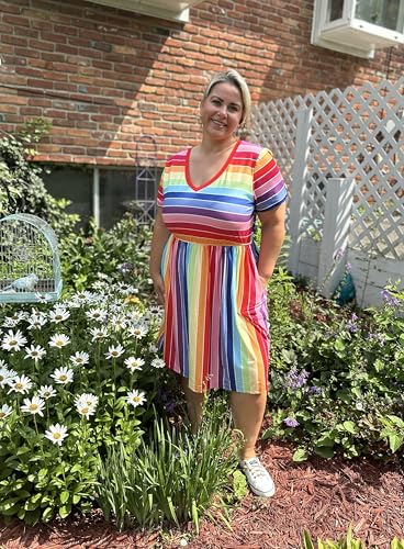 Image of RITERA Plus Size Dresses for Curvy Women Summer Spring Womens Dress V Neck Short Sleeve Casual Dress with Pockets XL-5XL