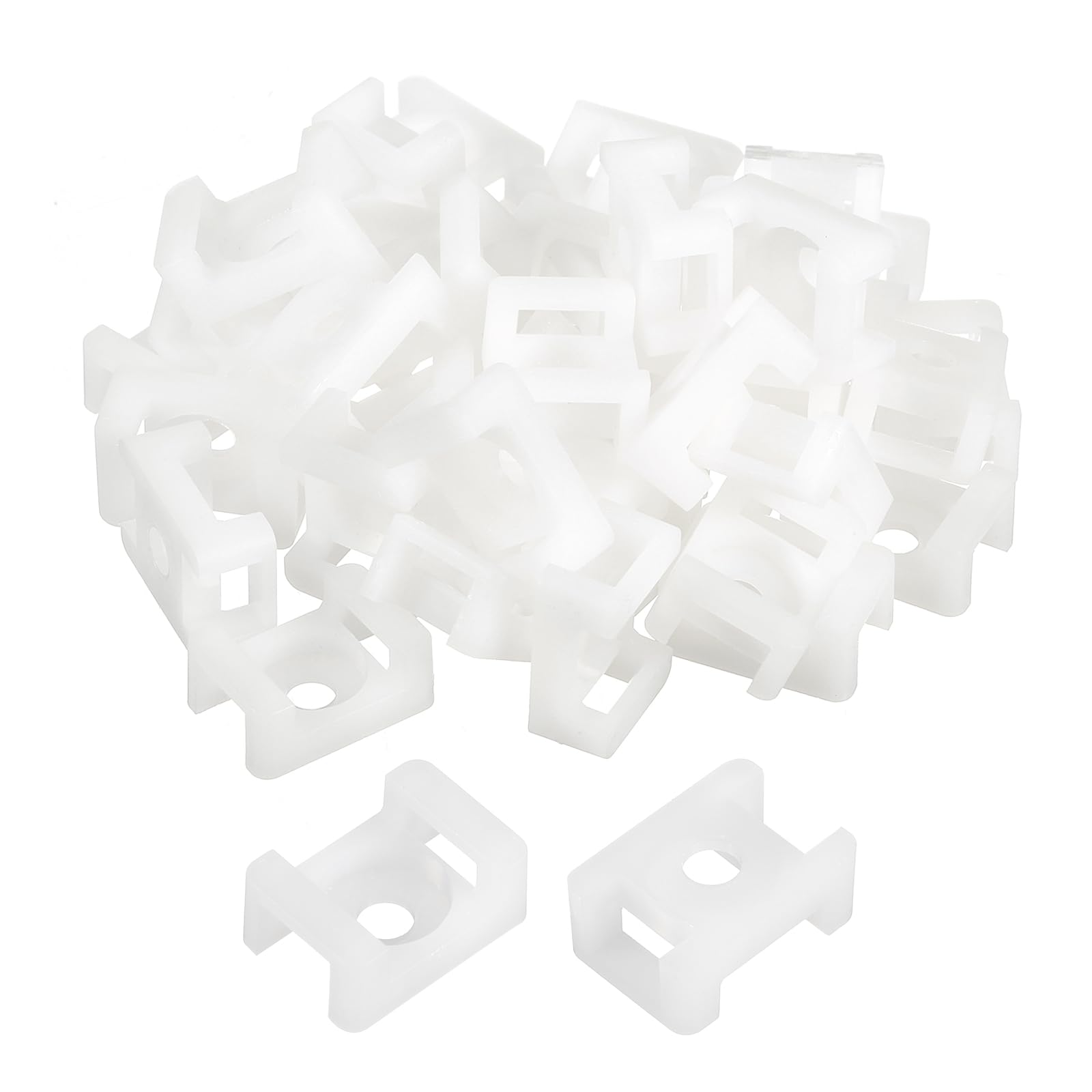 MECCANIXITY 250pcs Cable Tie Base Saddle Type Mount Wire Holder, 0.88"x0.63"x0.35" Wire Clips Organizer Holders Clamps for Electronic Wires, White