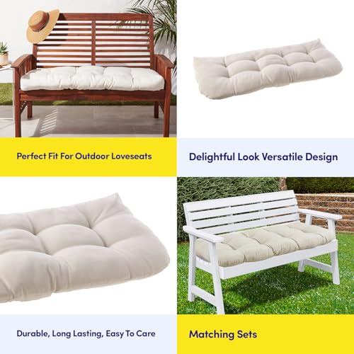Sweet Home Collection LOVESEAT-CUSH-CRM Patio Chair Cushions Outdoor Loveseat Lounge Seat Pads Premium Comfortable Thick Fiber Fill Tufted 44 Inch X 19" thumb #4