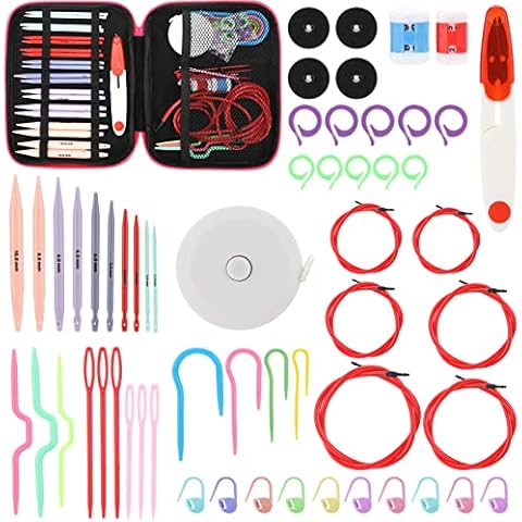 Interchangeable Knitting Needles Set, Different Sizes Circular Knitting Needles with Storage Case Knitting Needles Set Suitable for Beginners or DIY Craft Lover Use Full DIY Craft Kits Cover
