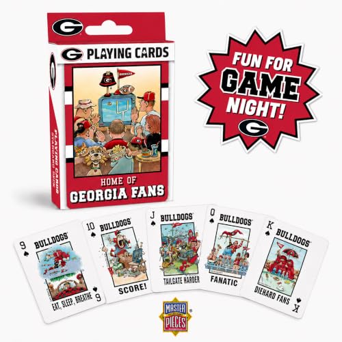 Image of Masterpieces Adult Playing Cards - Georgia Bulldogs Fan Deck, 54 Card Custom Team Design