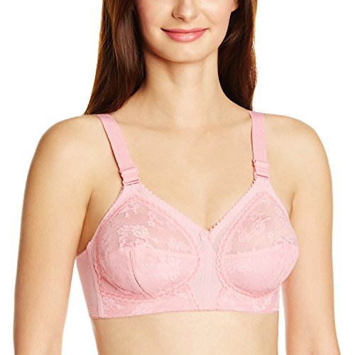 Image of Triumph International Doreen Bra For Women Non Wired Non Padded Wireless Bra Full Coverage Raschel Lace Lingerie Classic High Center Bridge Support Wide Straps Big Cup Bra for Larger Busts Pack Of 1