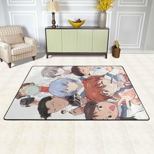 カーペット 新世紀エヴァンゲリオン Eva バスマット 長方形 大判 人気 おしゃれ 可愛い 防ダニ 抗菌 防臭 吸水 滑り止め ふわふわ 柔らかい肌触り 絨毯 室内装飾 床保護マット 玄関 キッチン リビング 浴室 洗面所 家庭用 洗える オールシーズン